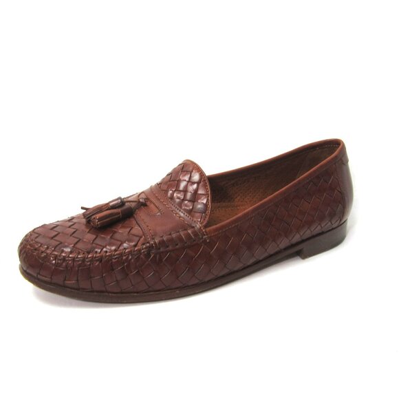 Allen Edmonds EUC Mens Size 12 M Made Italy Brown Leather Woven Tassel Loafers main image 10